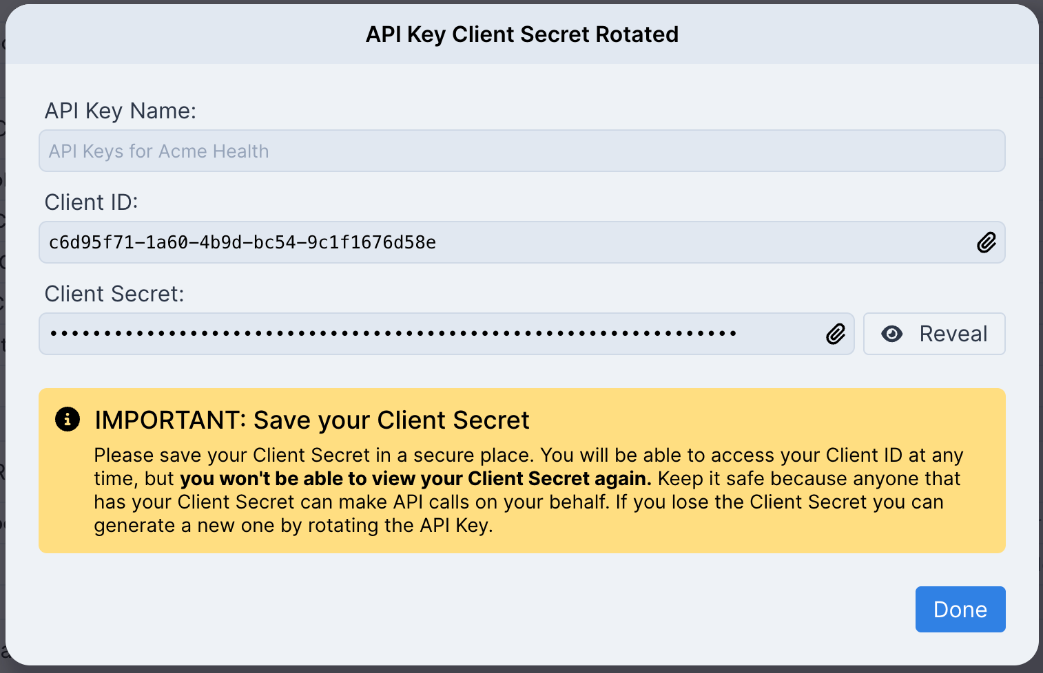 The rotated credentials